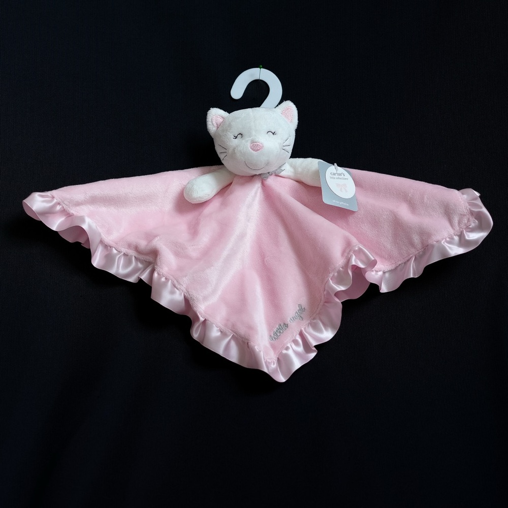 😻NWT MINT HTF Carter’s kitty baby girl LITTLE ANGEL security blanket pink (Q5)